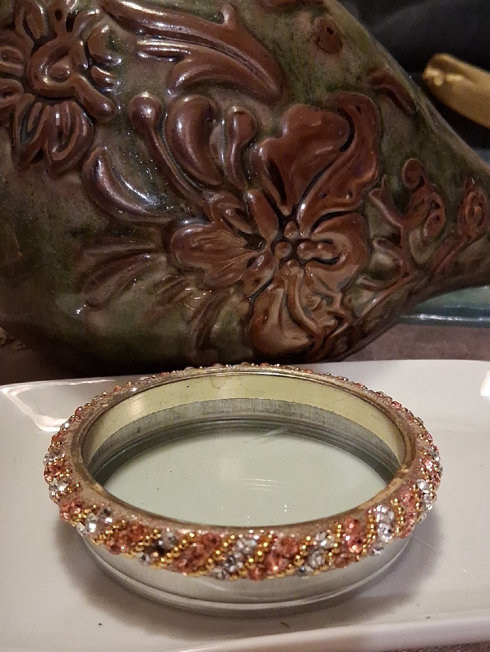 Rose Gold and Silver Crystal Bangle Bracelet